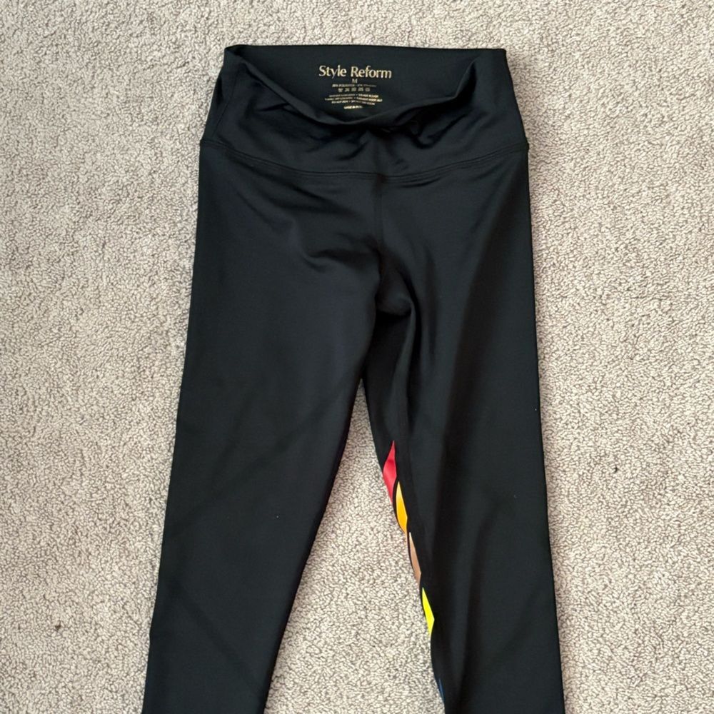 Style Reform X Exhale Black Color Stripe Women’s Leggings Size Medium - Picture 4 of 5